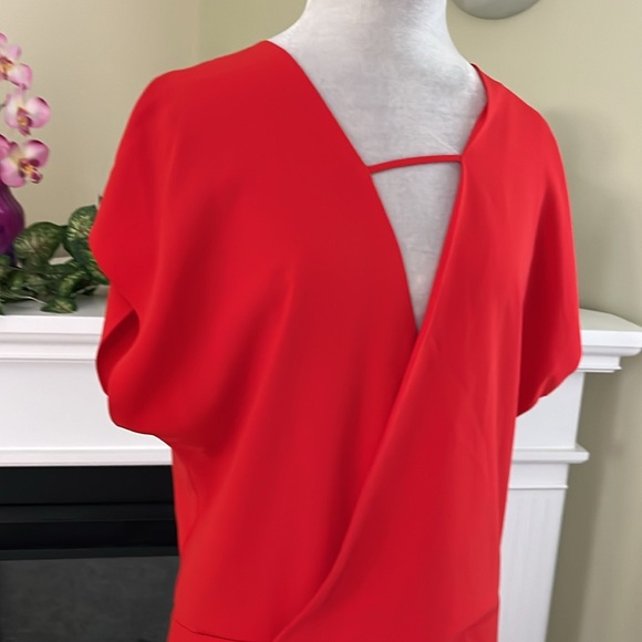 HALSTON Red Heritage Cap Sleeve Crepe Mini Dress NWOT - Picture 5 of 12